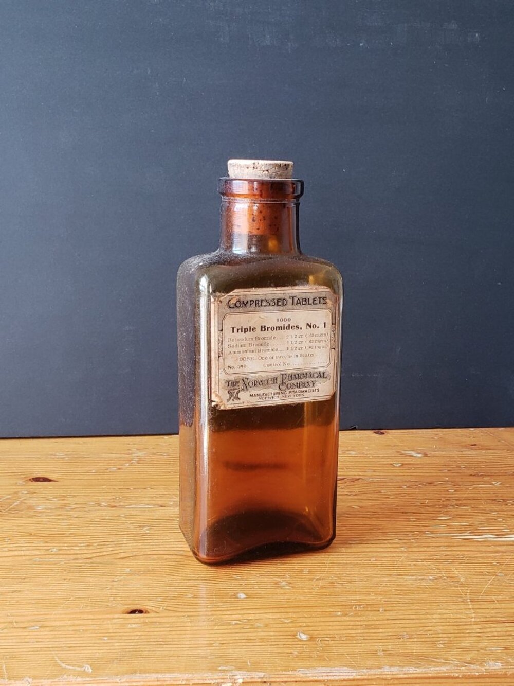 Vintage Medicine Bottle "The Norwich Pharmacal Company" Norwich, New York 7 1/2"